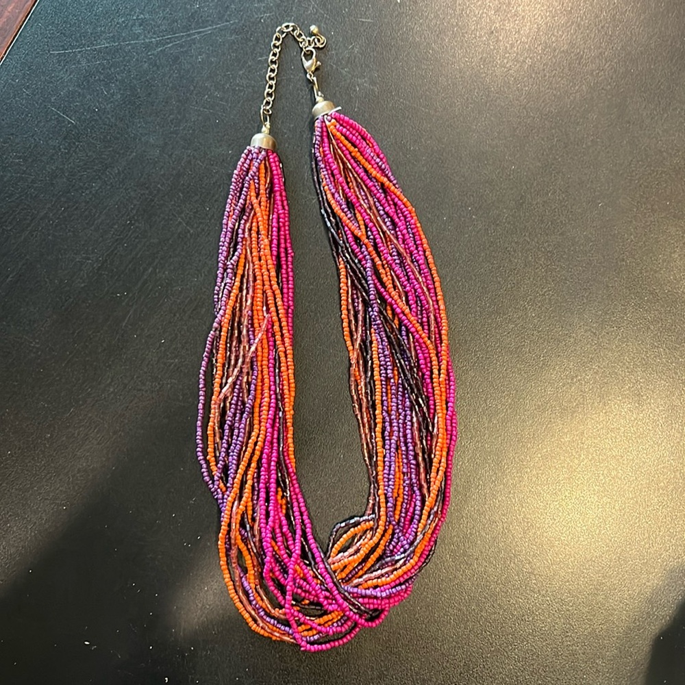 Brightly colored seed bead necklace